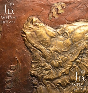 Scenting Winter's Approach - Grizzly Bear in Autumn Leaves - relief sculpture - Jeremiah D Welsh