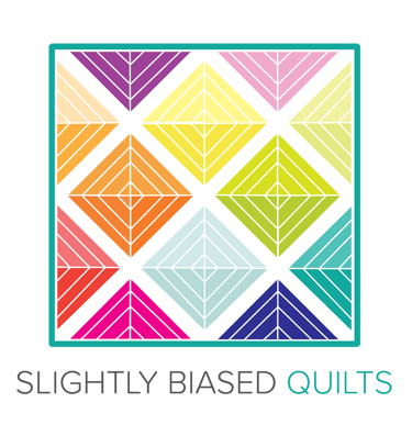 Colorful logo for Slightly Biased Quilts