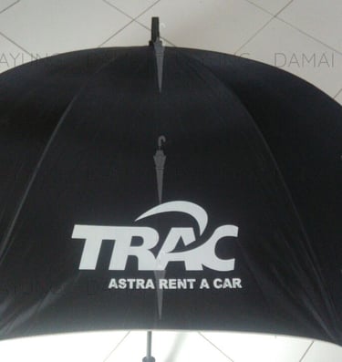 Payung promosi polos golf hitam silver Trac Astra detail