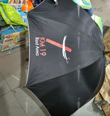 Payung promosi polos golf hitam silver KM 19