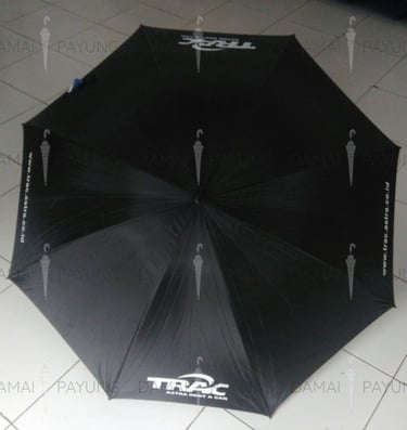 Payung promosi polos golf hitam silver Trac Astra