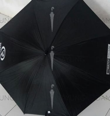 Payung promosi polos golf hitam silver watch square atas