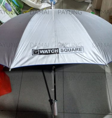 Payung promosi polos golf silver biru watch square silver biru samping 1