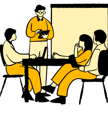 illustration of a team working on a project