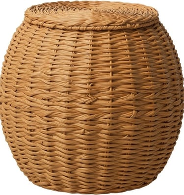 ''interior decor''Handwoven Water Hyacinth Barrel Wicker Storage Basket Side Table,