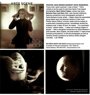 Mark Robert Halper's portrait book Between Seer and Seen blurb.