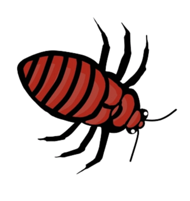 an animated bed bug facing the right
