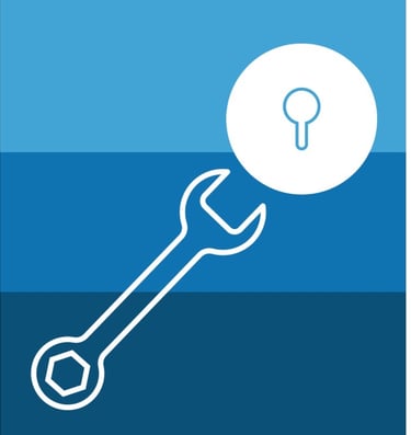 Keyhole with wrench icon representing commercial rekeying services— Asheville Locksmith now
