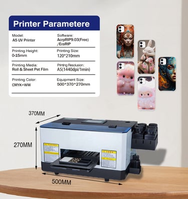 Máy in UV phẳng A5 với các thông số chính