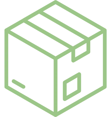 Green outline of a cardboard box
