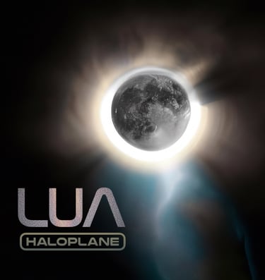 the moon surrounded by a white light