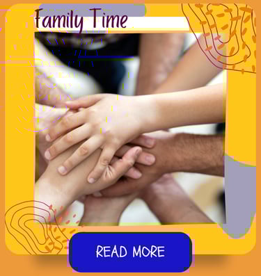 Family yoga time. Many hands piled over each other in a hand-stack.