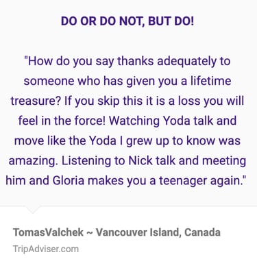 Trip Advisor Review - Yoda Guy Movie Experience 3 
