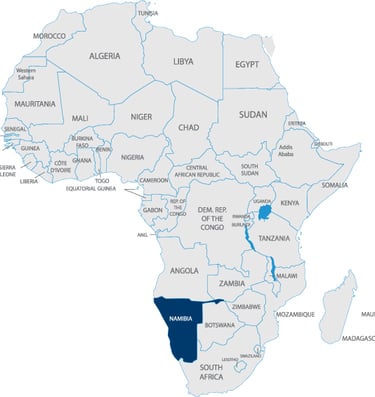Namibia in African Map