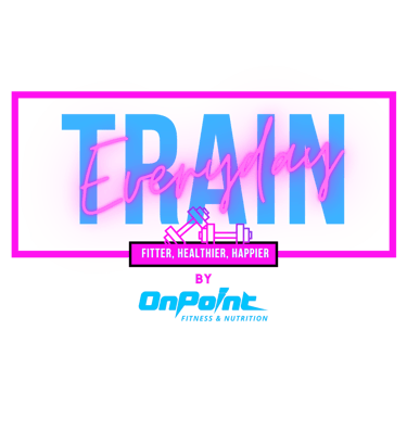 train everyday logo with the words fitter, healthier and happier on it