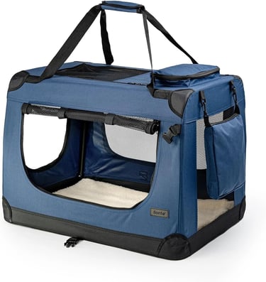lionto Bolsa de Transporte para perros gatos box caja plegable, Azul