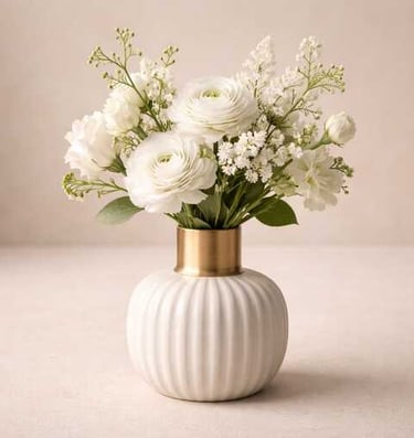 Minimal White Flower Arrangement in Modern Vase | Elegant Spring Home Decor