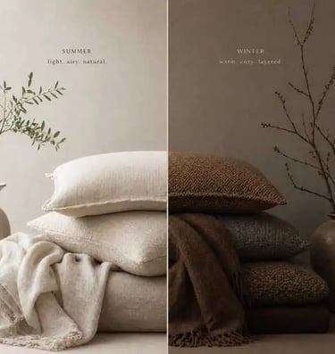 Seasonal Textile Styling in Contemporary Interiors: Light Linen vs Warm Wool in a Minimalist Split 