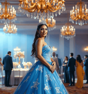a woman in a quinceañera dress