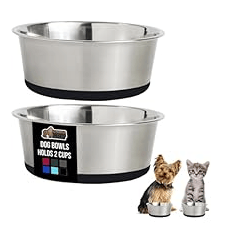 Gorilla Grip Stainless Steel Dog Bowls (Set of 2)