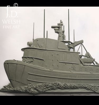 NYC POlice Boat - 20" - clay sculpture - Jeremiah D Welsh