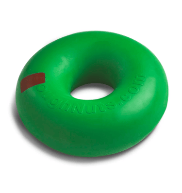 Heavy-duty Goughnuts natural rubber ring chew toy for aggressive dogs.