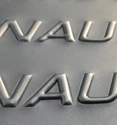 Embossed logo effect on a bag, a durable and premium custom manufacturing option.