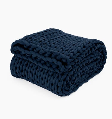 Hand-knit cotton weighted blanket for deep, restful sleep