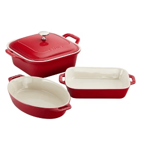 Staub 4-piece porcelain stoneware baking dish set, non-toxic bakeware