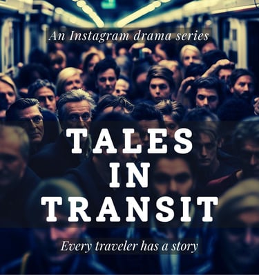 AI image of a sea of people crammed into a train carriage that is the cover of the Tales in Transit IG drama series