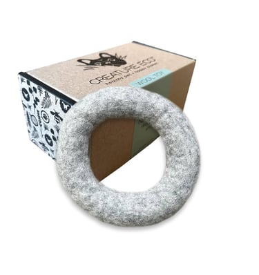 Creature ECO wool ring dog toy — 100% natural, non-toxic play ring