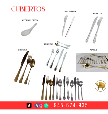 Cubiertos dorados en alquiler
