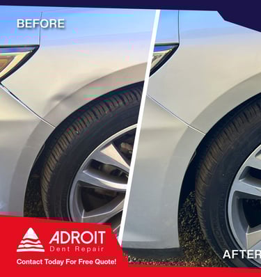 quick repair using PDR technique on Chevy Malibu fender