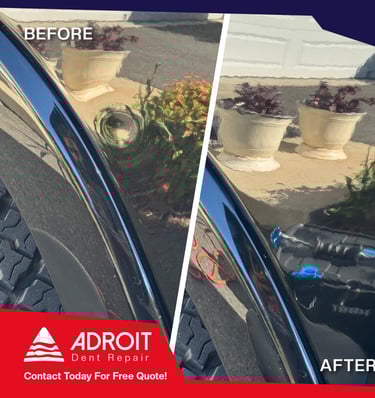 Adroit Dent Repair_RAM door ding on bed has been fixed using hot glue