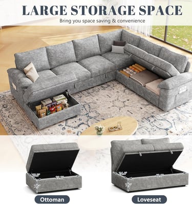 Large Storage Modular Sleeper Sofa