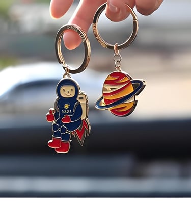 a person holding a pair of keychains