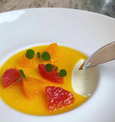 Dessert gastronomique Crème d'agrumes Ajaccio Chef