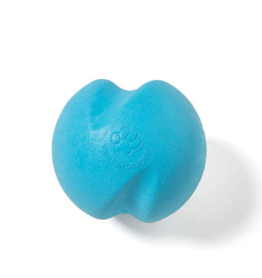 Durable and non-toxic West Paw Jive dog ball made from recyclable Zogoflex.