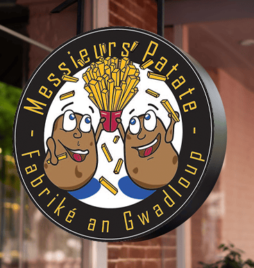Réalisation graphique du logo d'une friterie "Messieurs Patate"- Mockup