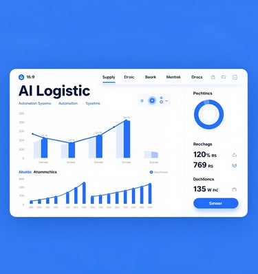 A sleek dashboard displaying AI analytics and transport data visualizations.