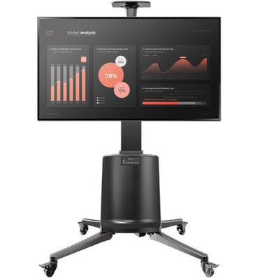Stand soporte móvil con ruedas, con ascensor motorizado de altura ajustable de una columna