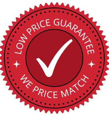 "Low price guarantee - we price match" sticker