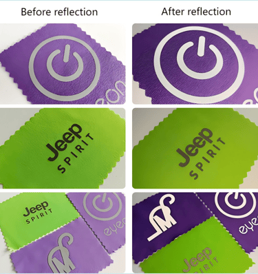 Reflective silicone heat label demonstrating an eye-catching and safe finishing option.