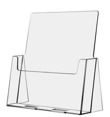 Single clear acrylic brochure holder with a slanted design.
