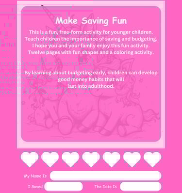 Savings challenge with coloring page for children