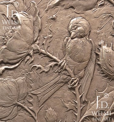 Hailstorm Maelstrom - Prickly Poppy Field - Bronze relief sculpture - Jeremiah D Welsh