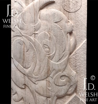 Modernist Bison - Hard Maple Relief Wood Sculpture - Jeremiah D Welsh