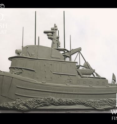 NYC POlice Boat - 20" - clay sculpture - Jeremiah D Welsh