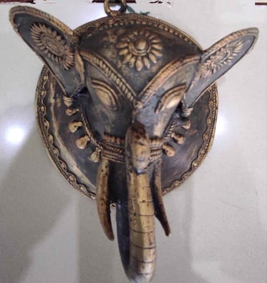  "Ethnic brass elephant head wall art–perfect for living room or hallway decor-Qualified for export"