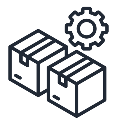 closed boxed with gear icon on top to represent inventory in industry